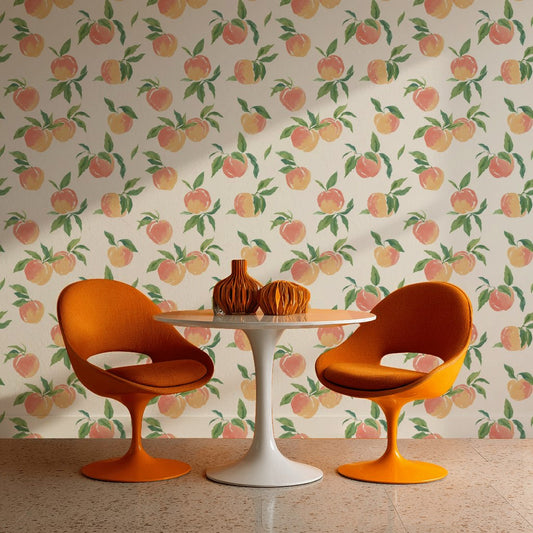 Peaches Wallpaper Floral Watercolor Decorative Mural
