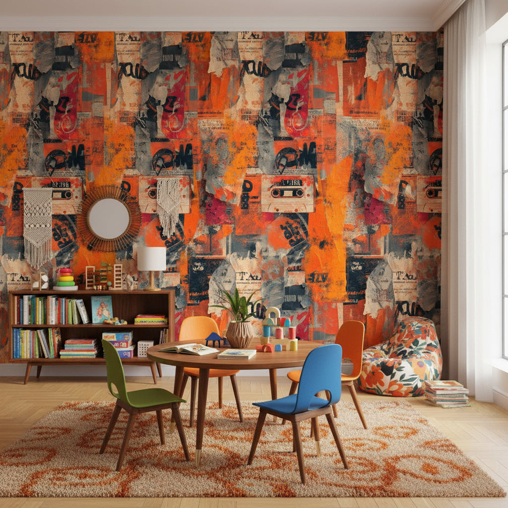 Cassette Geometric Wallpaper Urban Industrial Wall Decor