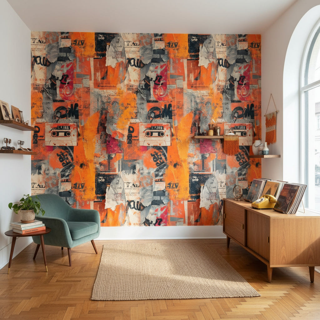 Cassette Geometric Wallpaper Urban Industrial Wall Decor