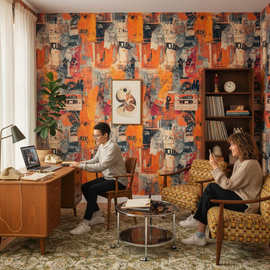 Cassette Geometric Wallpaper Urban Industrial Wall Decor