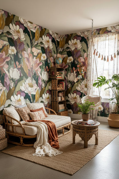 Vibrant Dark Green Floral Wallpaper