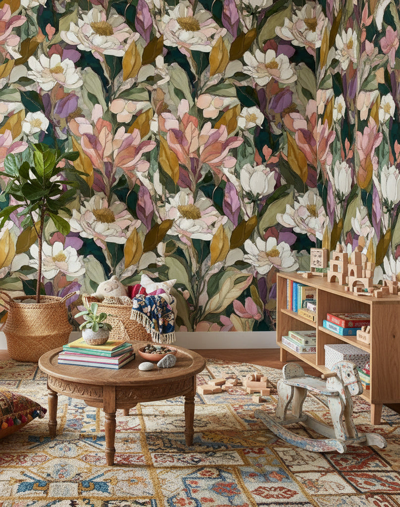 Vibrant Dark Green Floral Wallpaper