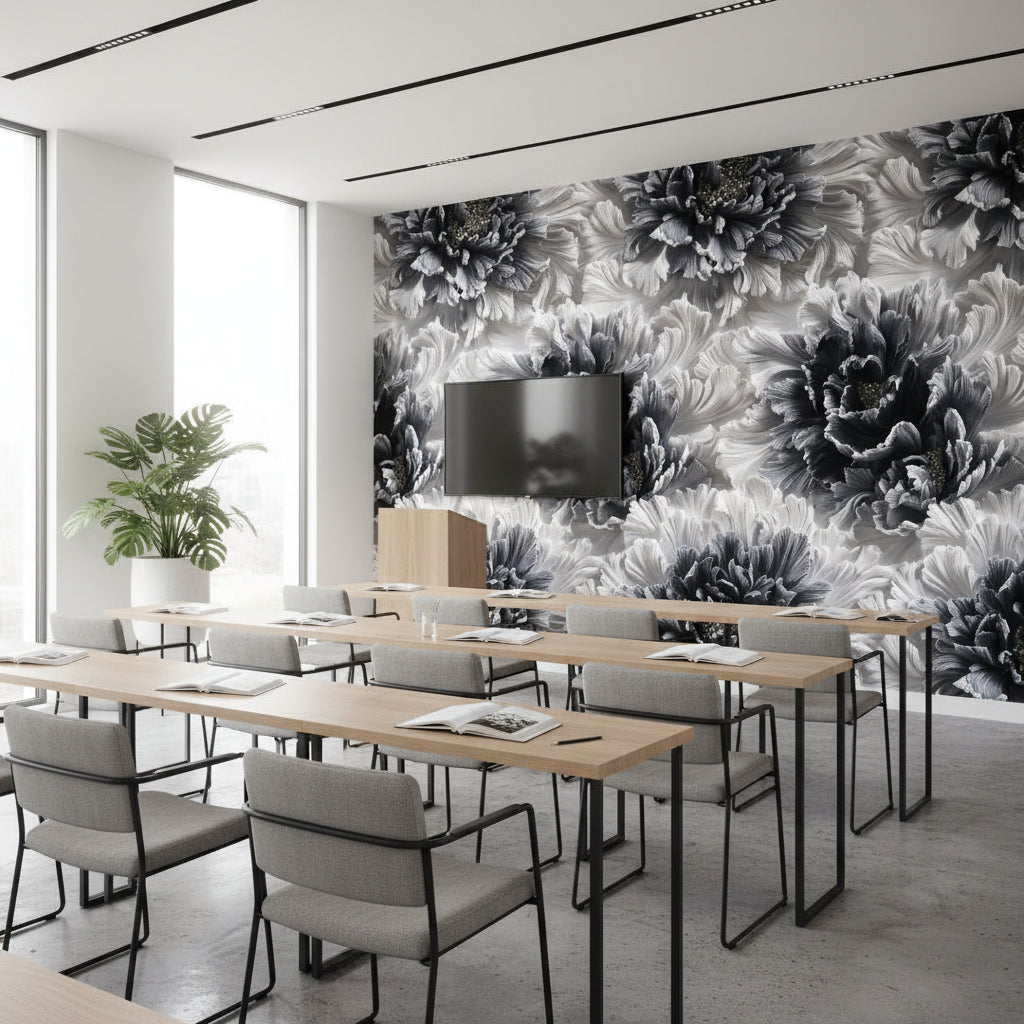 Floral Wallpaper Gray Mural Modern Wall Decor