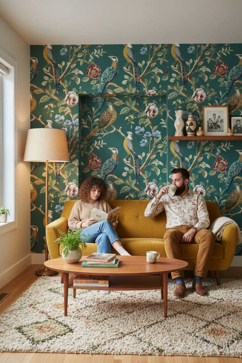 Chinoiserie Wallpaper Birds Floral Removable Wall Decor