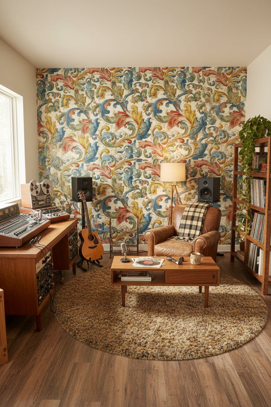 Damask Wallpaper Vintage Mural Floral Wall Decor