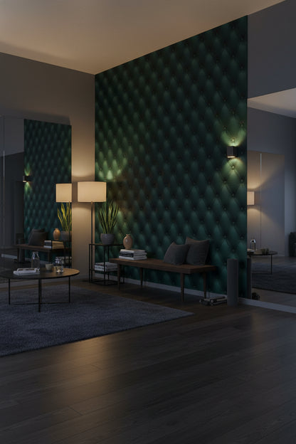 Dark Teal Quilted Texture 3D Wallpaper