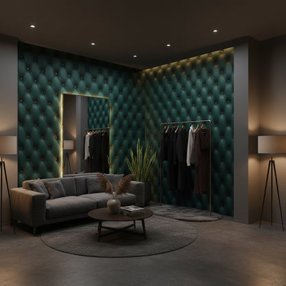 Dark Teal Quilted Texture 3D Wallpaper