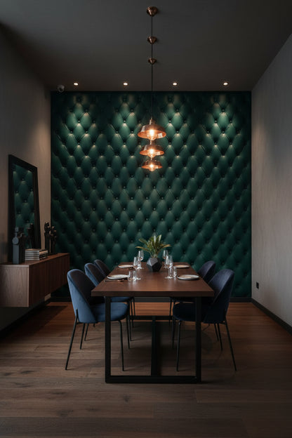 Dark Teal Quilted Texture 3D Wallpaper