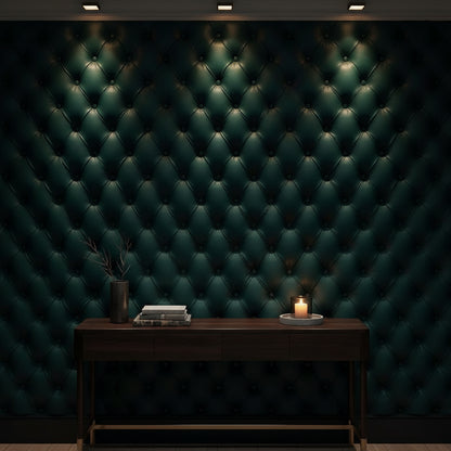 Dark Teal Quilted Texture 3D Wallpaper