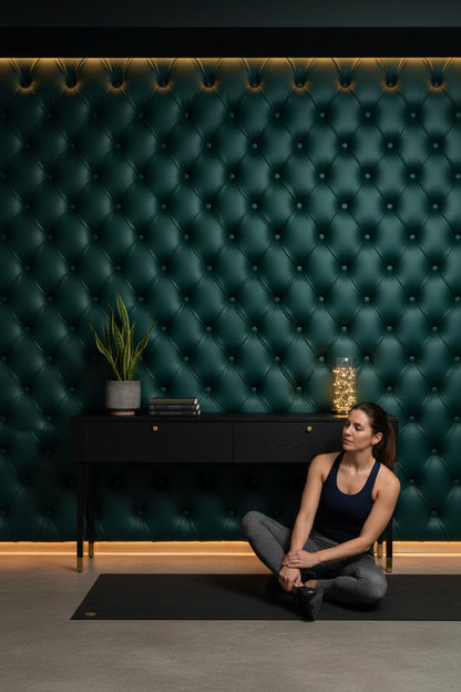 Dark Teal Quilted Texture 3D Wallpaper