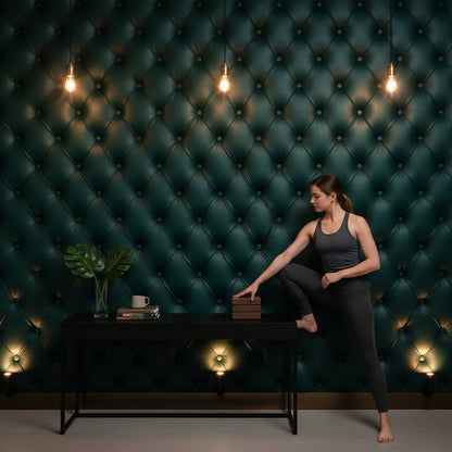 Dark Teal Quilted Texture 3D Wallpaper