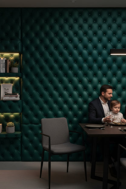 Dark Teal Quilted Texture 3D Wallpaper