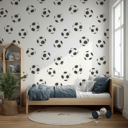Playful Soccer Ball Pattern Wallpaper