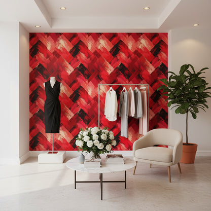 Bold Red and Black Brushstroke Abstract Wallpaper