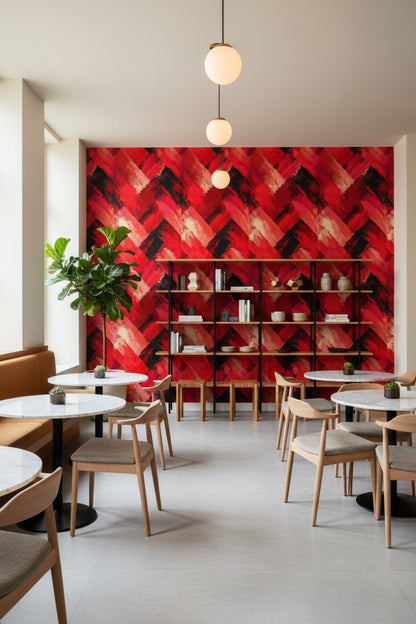 Bold Red and Black Brushstroke Abstract Wallpaper