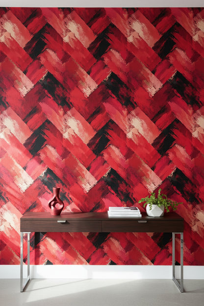 Bold Red and Black Brushstroke Abstract Wallpaper