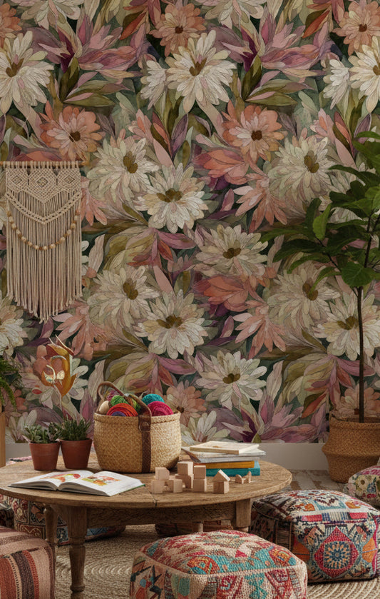Floral Wallpaper Vintage Bohemian Removable Wall Decor