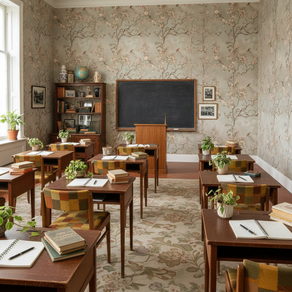 Floral Wallpaper Birds Vintage Wall Mural