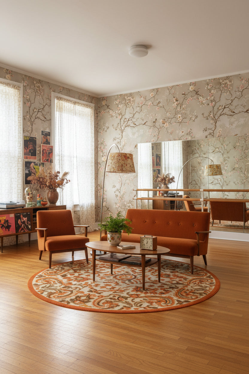 Floral Wallpaper Birds Vintage Wall Mural