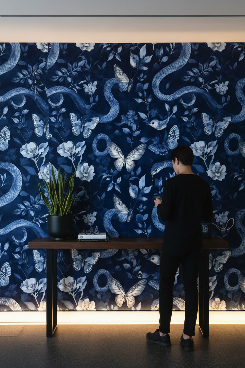 Snake Nature Wallpaper Butterfly Bird Removable Wall Decor