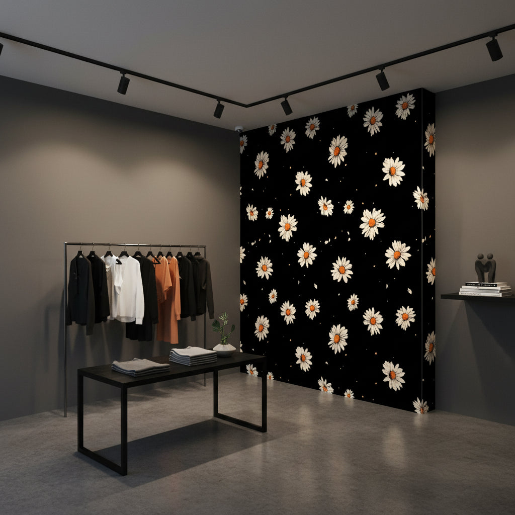 Floral Wallpaper Daisies Modern Decorative Mural