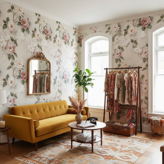 Vintage Floral Wallpaper Textured Traditional Wall Decor