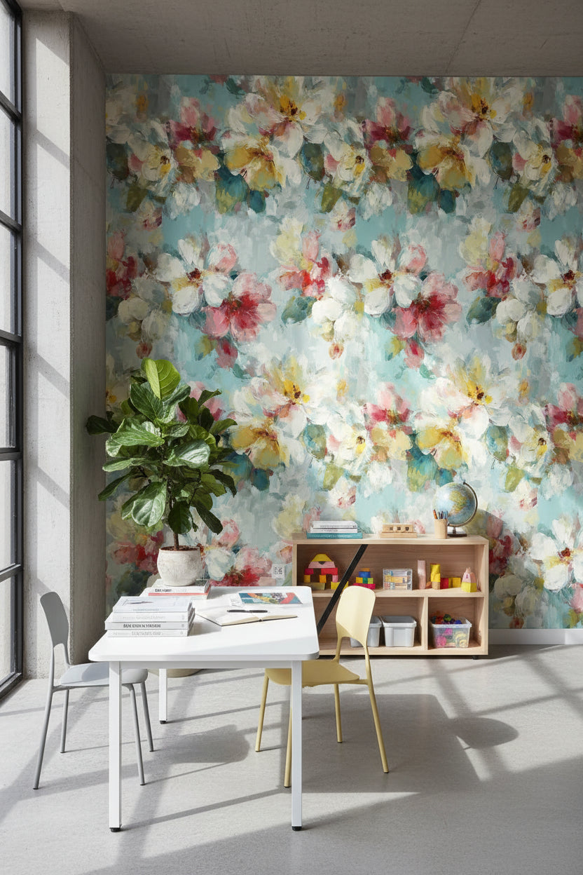 Floral Wallpaper Bright Contemporary Decorative Mural