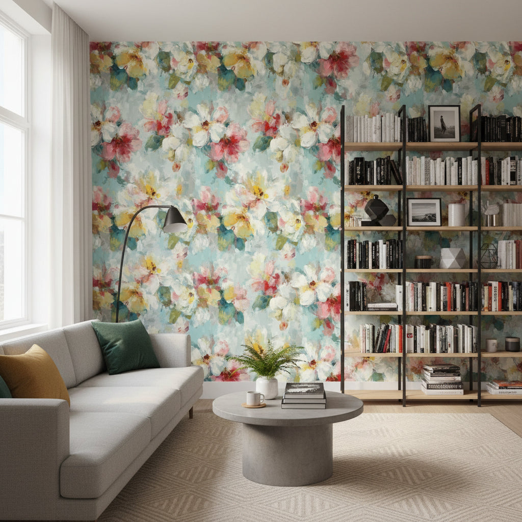 Floral Wallpaper Bright Contemporary Decorative Mural