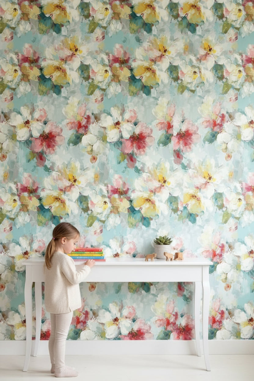 Floral Wallpaper Bright Contemporary Decorative Mural