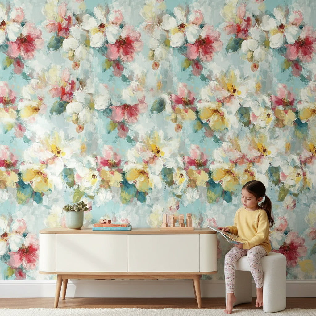 Floral Wallpaper Bright Contemporary Decorative Mural