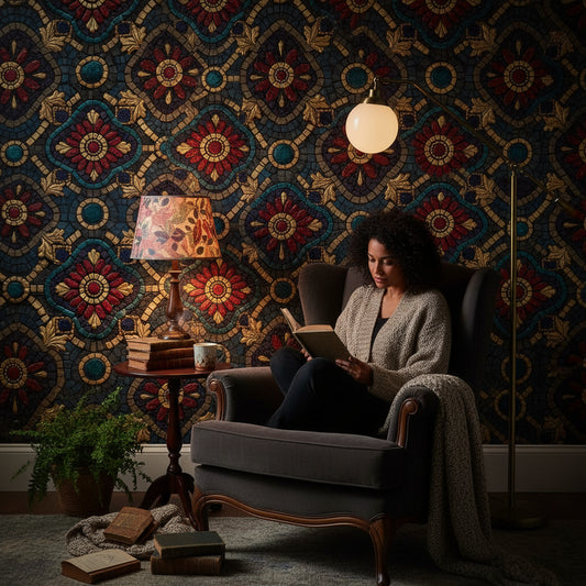 Mosaic Wallpaper Floral Removable Vintage Wall Double Roll