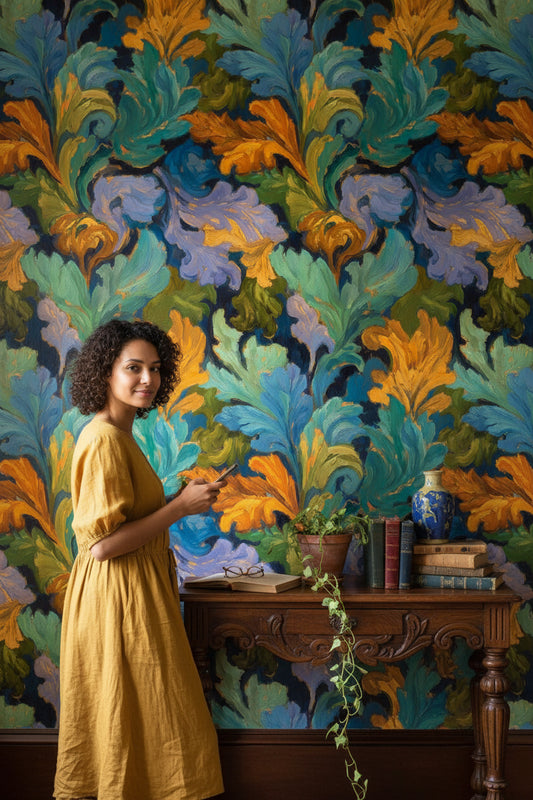 Floral Wallpaper Abstract Vibrant Wall Mural