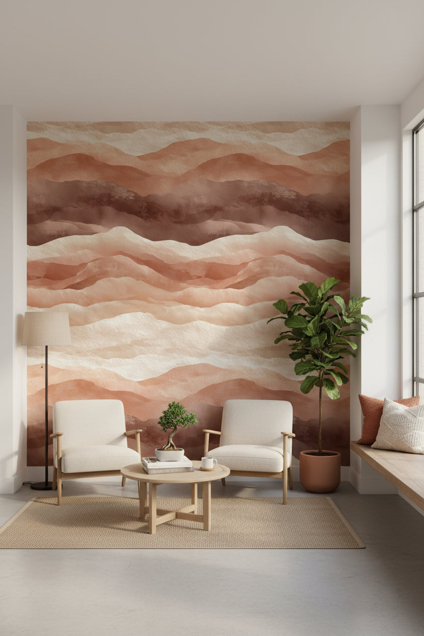 Abstract Landscape Wallpaper Earth Tones Removable Modern Wall Double Roll