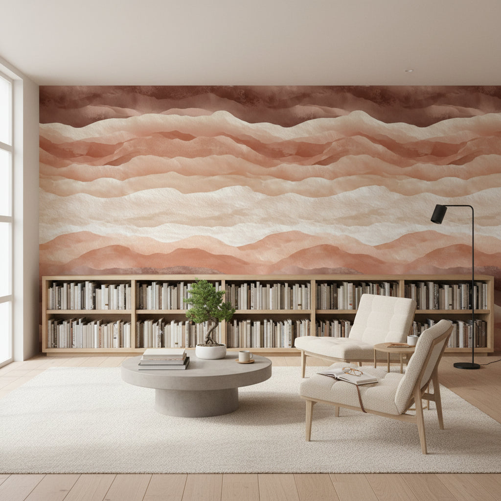 Terracotta and Cream Abstract Landscape Wallpaper