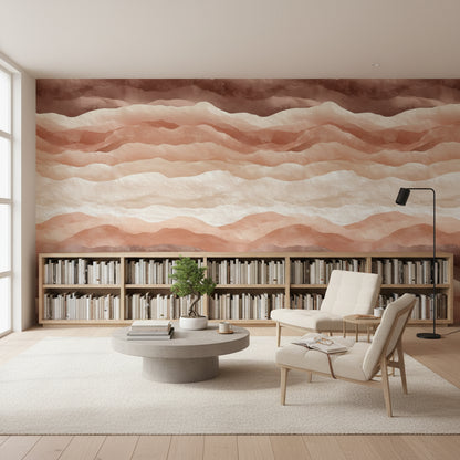 Terracotta and Cream Abstract Landscape Wallpaper