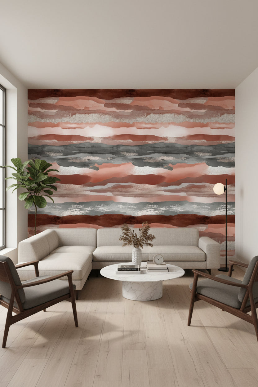 Abstract Wallpaper Striped Removable Textured Wall Double Roll