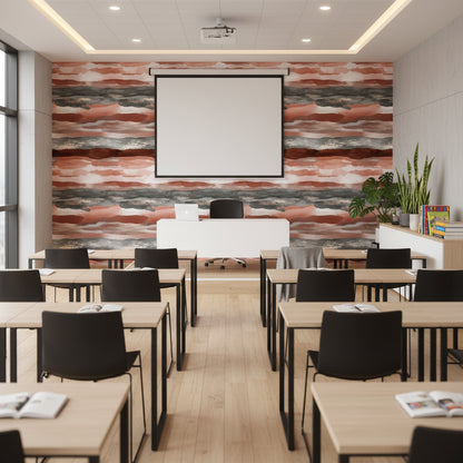 Warm Terracotta and Gray Abstract Stripe Wallpaper