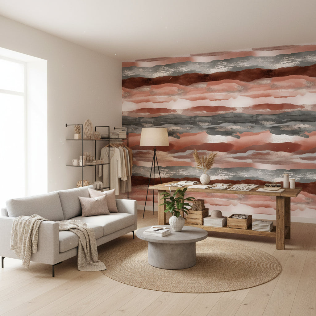 Abstract Wallpaper Striped Removable Textured Wall Double Roll