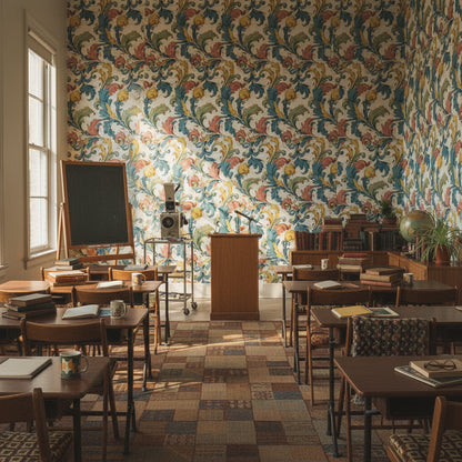 Multicolor Baroque Floral Swirl Wallpaper