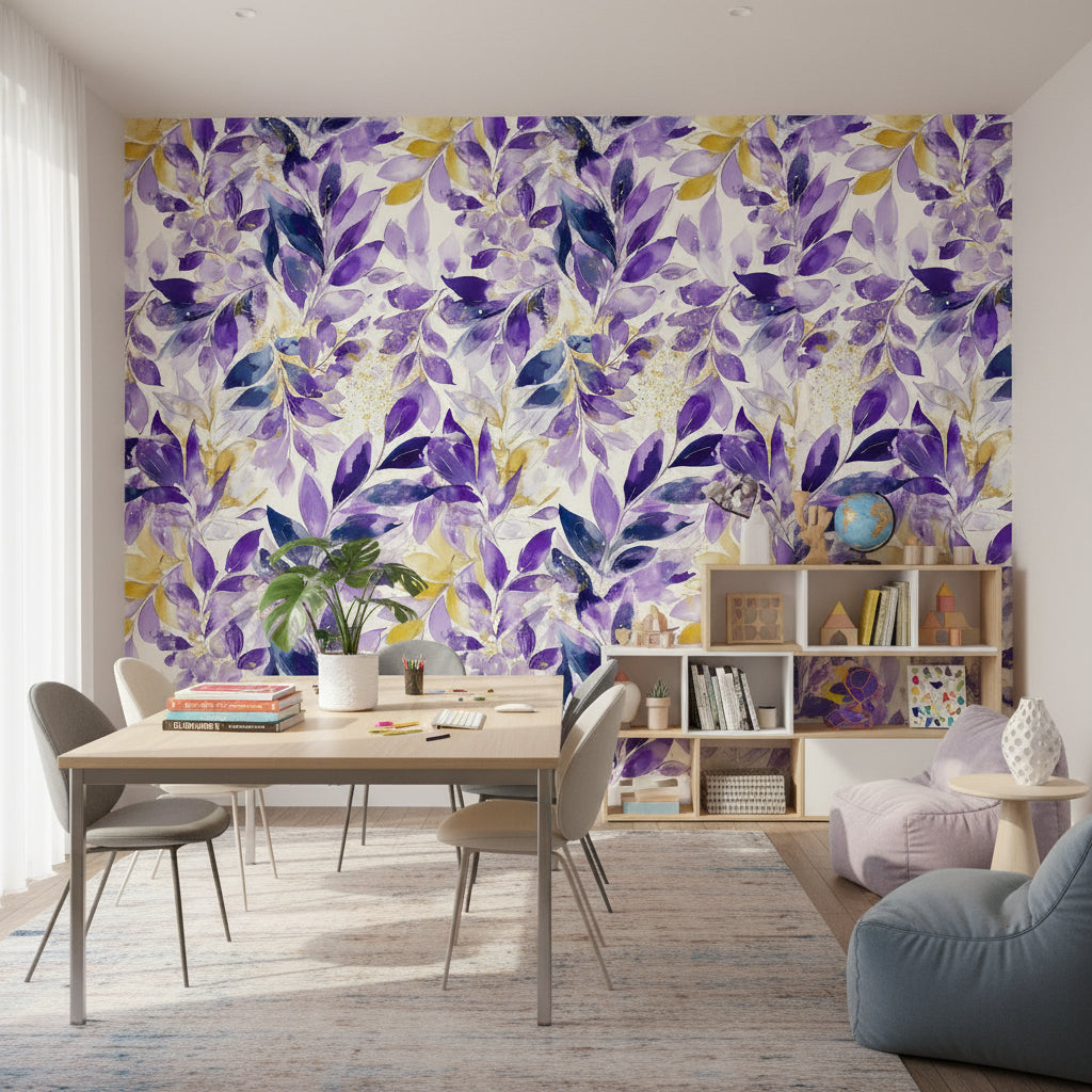 Abstract Floral Wallpaper Purple Modern Wall Double Roll