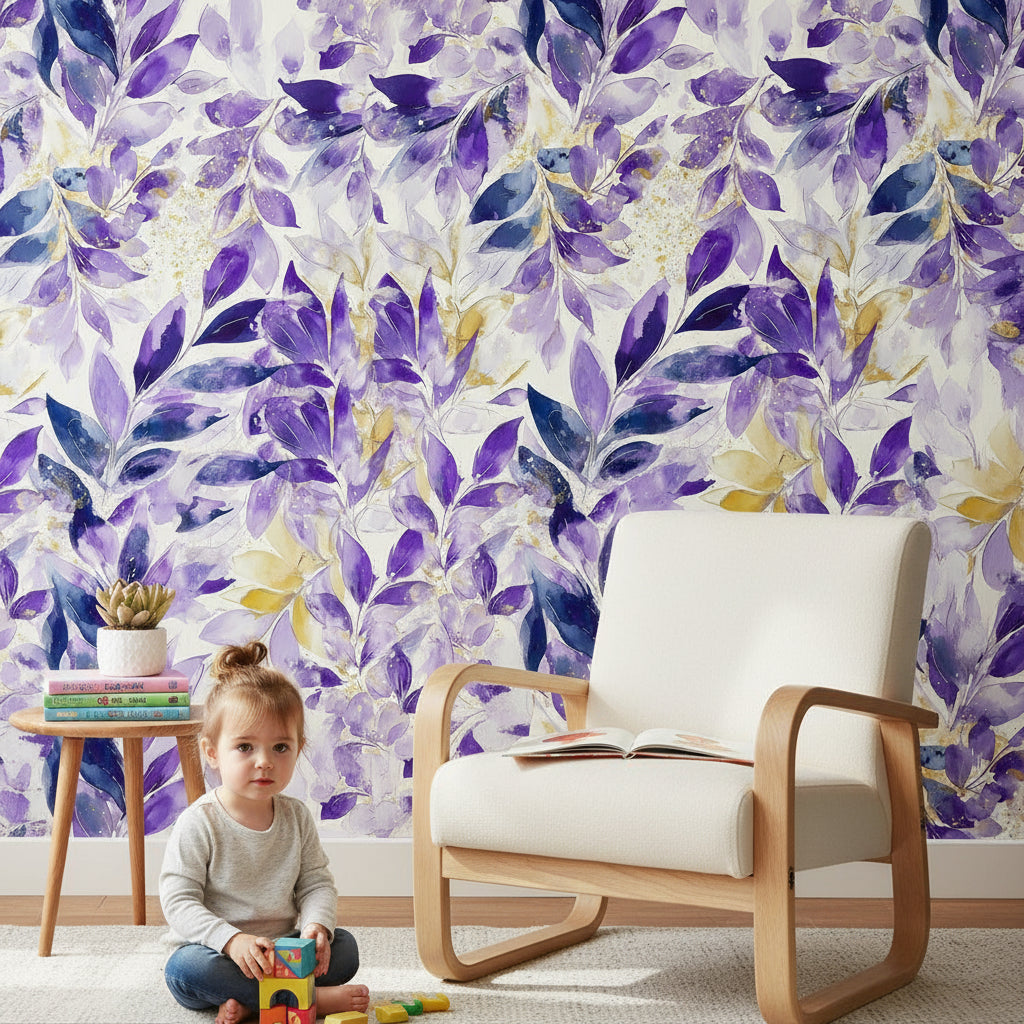 Abstract Floral Wallpaper Purple Modern Wall Double Roll