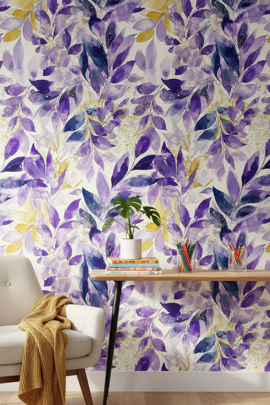 Abstract Floral Wallpaper Purple Modern Wall Double Roll