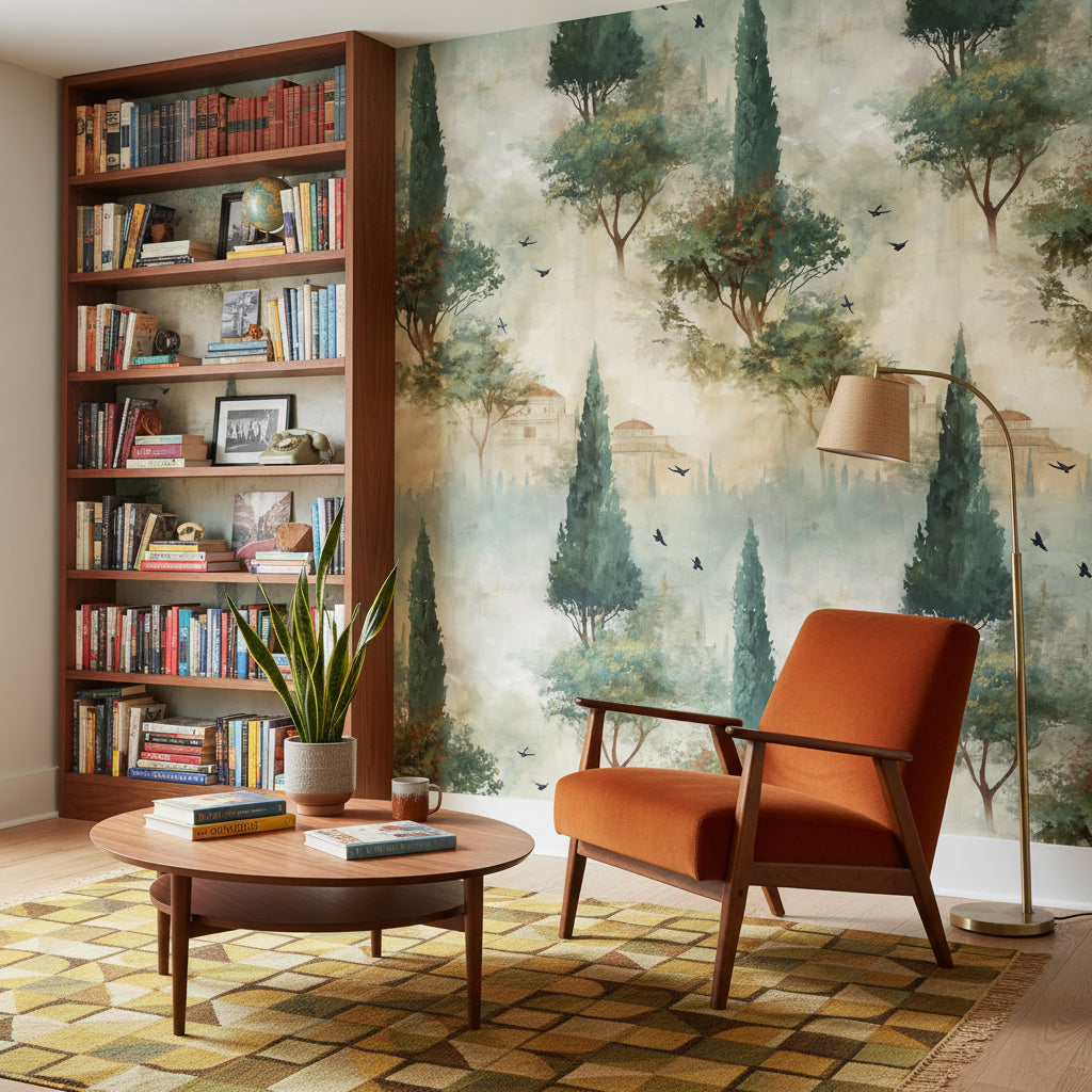 Shades Of Green Wallpaper Vintage Abstract Wall Mural