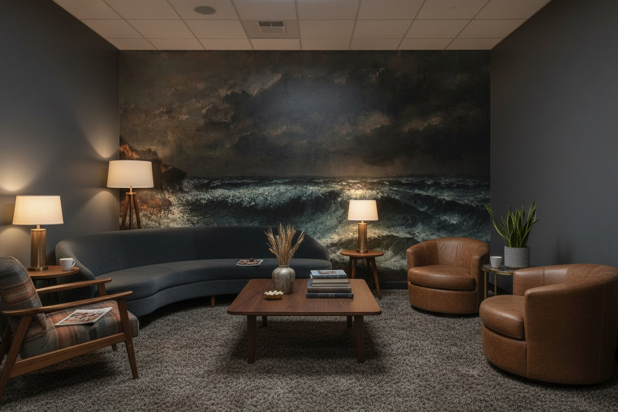 Seascape Wallpaper Stormy Waves Wall Mural