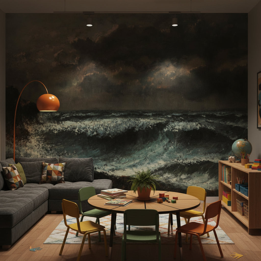 Seascape Wallpaper Stormy Waves Wall Mural