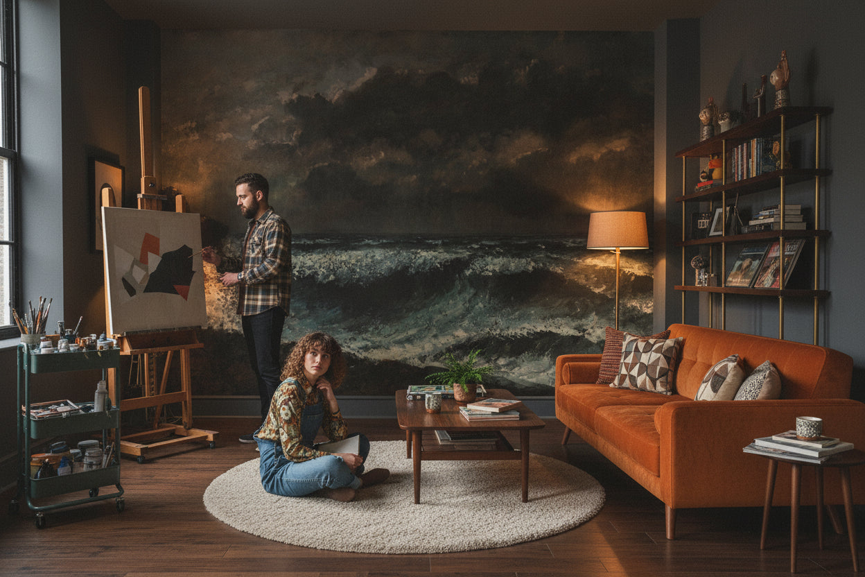 Dark Stormy Ocean Landscape Wall Mural