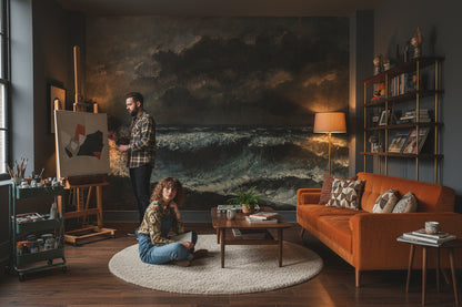 Dark Stormy Ocean Landscape Wall Mural