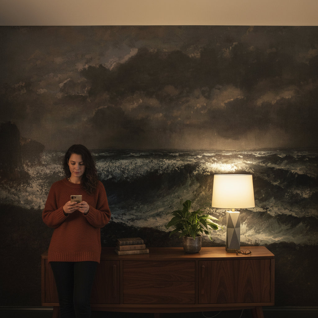 Seascape Wallpaper Stormy Waves Wall Mural