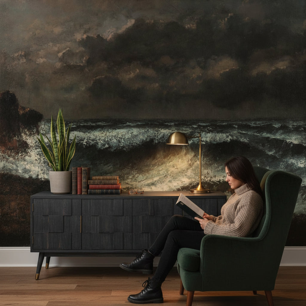 Seascape Wallpaper Stormy Waves Wall Mural