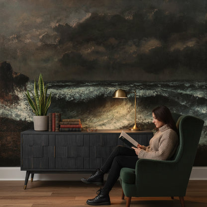 Dark Stormy Ocean Landscape Wall Mural